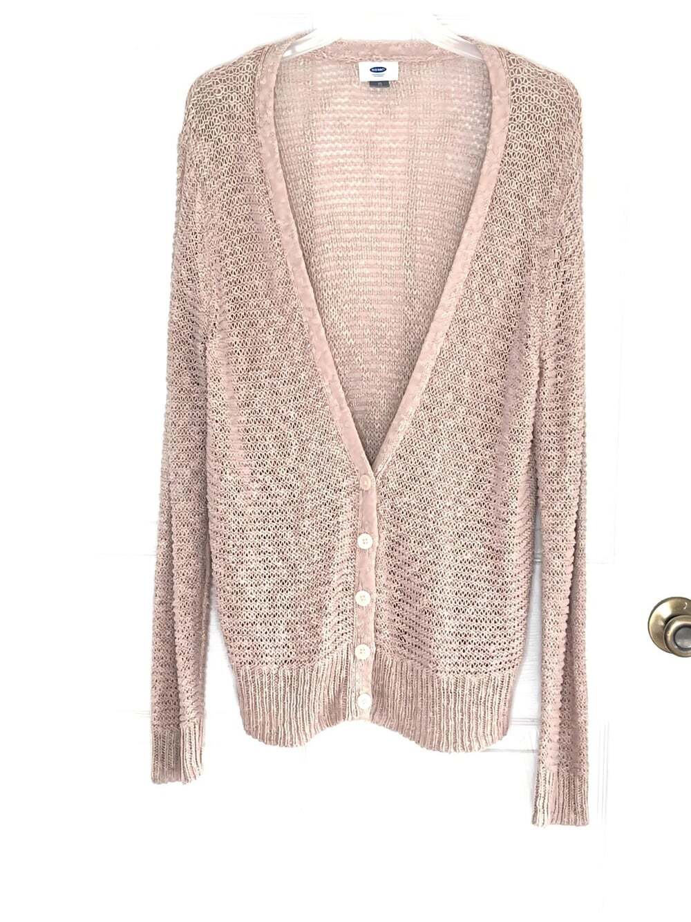 Old Navy Open Knit Cardigan sz XL V-Neck Button Up Coastal Granola Minimalist
